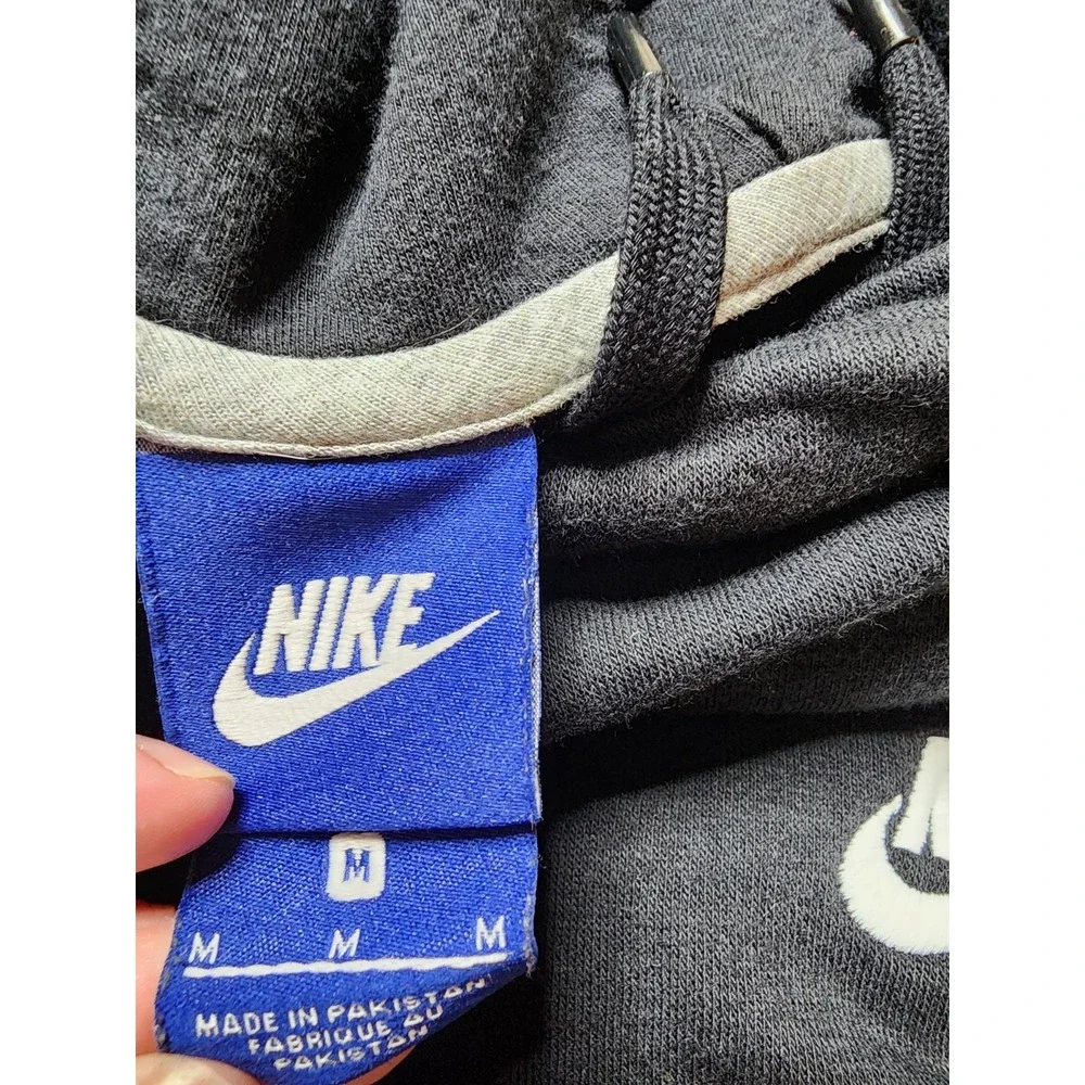 Nike Womens Black Funnel Cowl Neck Pullover Hoodie White Logo Medium